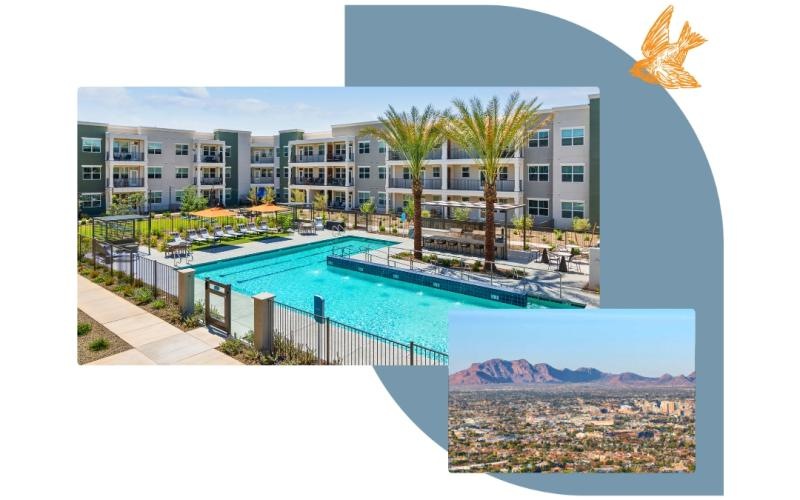 pool and aerial of area